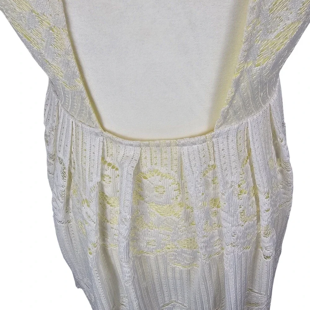 Free People Lace Fit & Flare Dress Women 2 Cream Yellow‎ Open Back Sleeveless